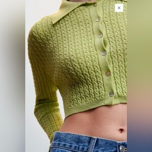 MANGO Cable-knit cropped cardigan